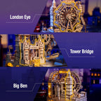ROKR Marble Travel London, 3D Wooden Puzzles para Adults, Marble Run Kit Adults a Build, 3D Wooden Puzzle con LED, Unique Gift para Men Women