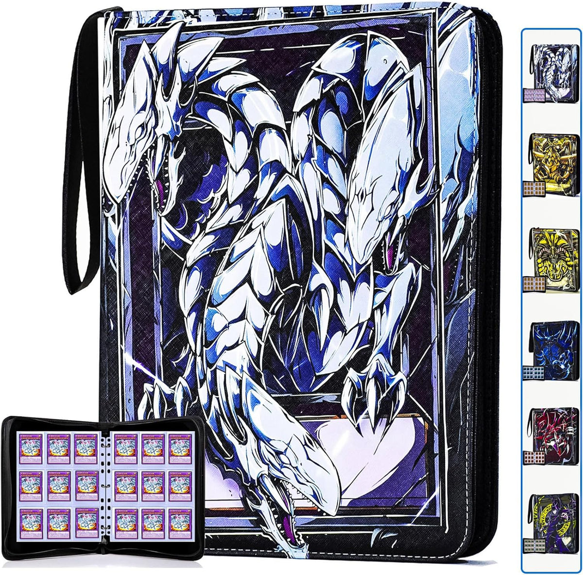 Carpeta de tarjetas coleccionables para tarjetas Y-G-O, álbum de tarjetas de 990 bolsillos con fundas compatible con tarjetas TCG, tarjetas TCG u otros soportes de tarjetas de tamaño estándar, dragón