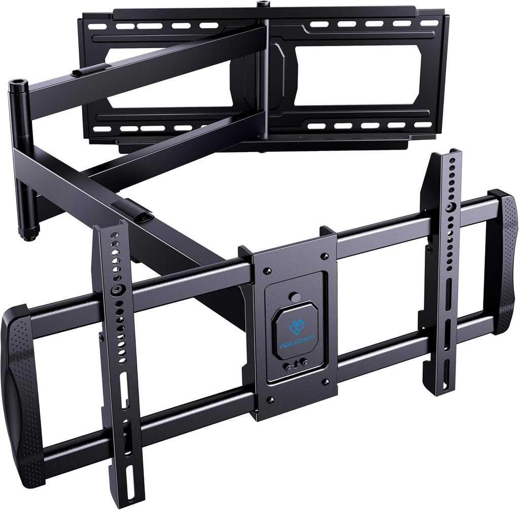 PERLESMITH Soporte de pared de brazo largo para televisores de 42 a 90 pulgadas, soporte de pared de TV de movimiento completo con brazo articulado de extensión de 42.72 pulgadas, giratorio e