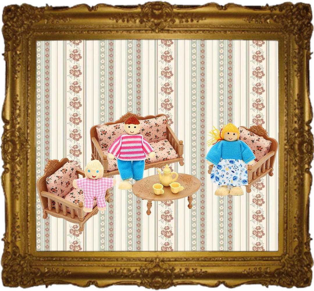 ONEST Juego de Familia para Casa de Muñecas de Madera de 15 Piezas,...