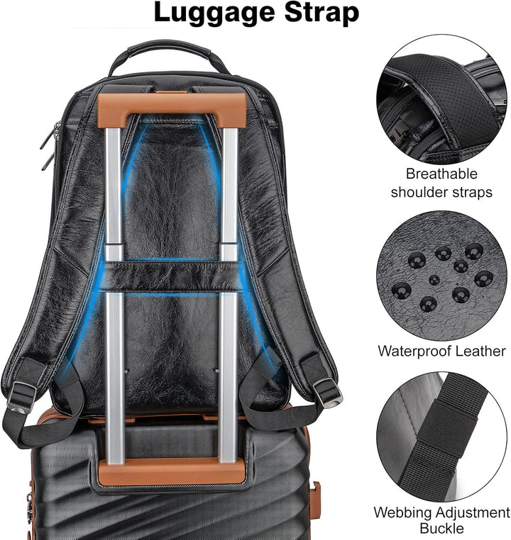 Tzowla Mochila de cuero para laptop, bolsa para hombres y mujeres,...