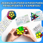 AuntyFey - Juego de 5 cubos mágicos de velocidad - 2x2, 3x3, 4x4, cubos de velocidad Megaminx triangulares para niños y adultos