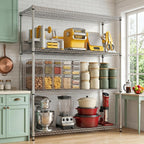 M MZG Estantería de garaje resistente de 4 estantes, estante de almacenamiento ajustable para cocina, lavandería, baño, despensa, capacidad de 2640 libras, color plateado, 17.7 x 59.1 x 70.4 pulgadas