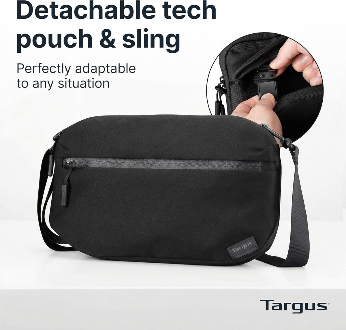 Targus Maletín técnico 3 en 1 Work+ de 13 a 14 pulgadas, maletín modular para laptop con correa de bolsa de tecnología desmontable, protección de 360 para laptop, cremalleras antirrobo, correa para