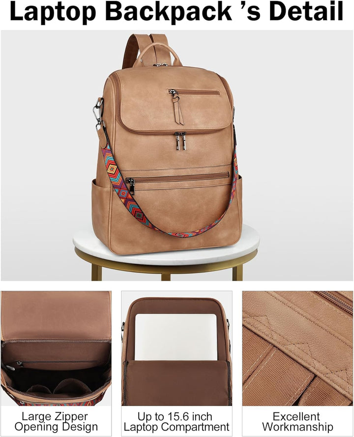 FADEON Mochila para computadora portátil para mujer, mochila de via...