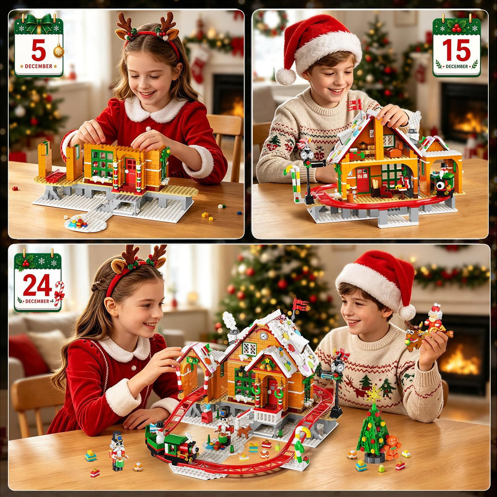 Calendario de Adviento Casa de pan de jengibre, juego de construcción de