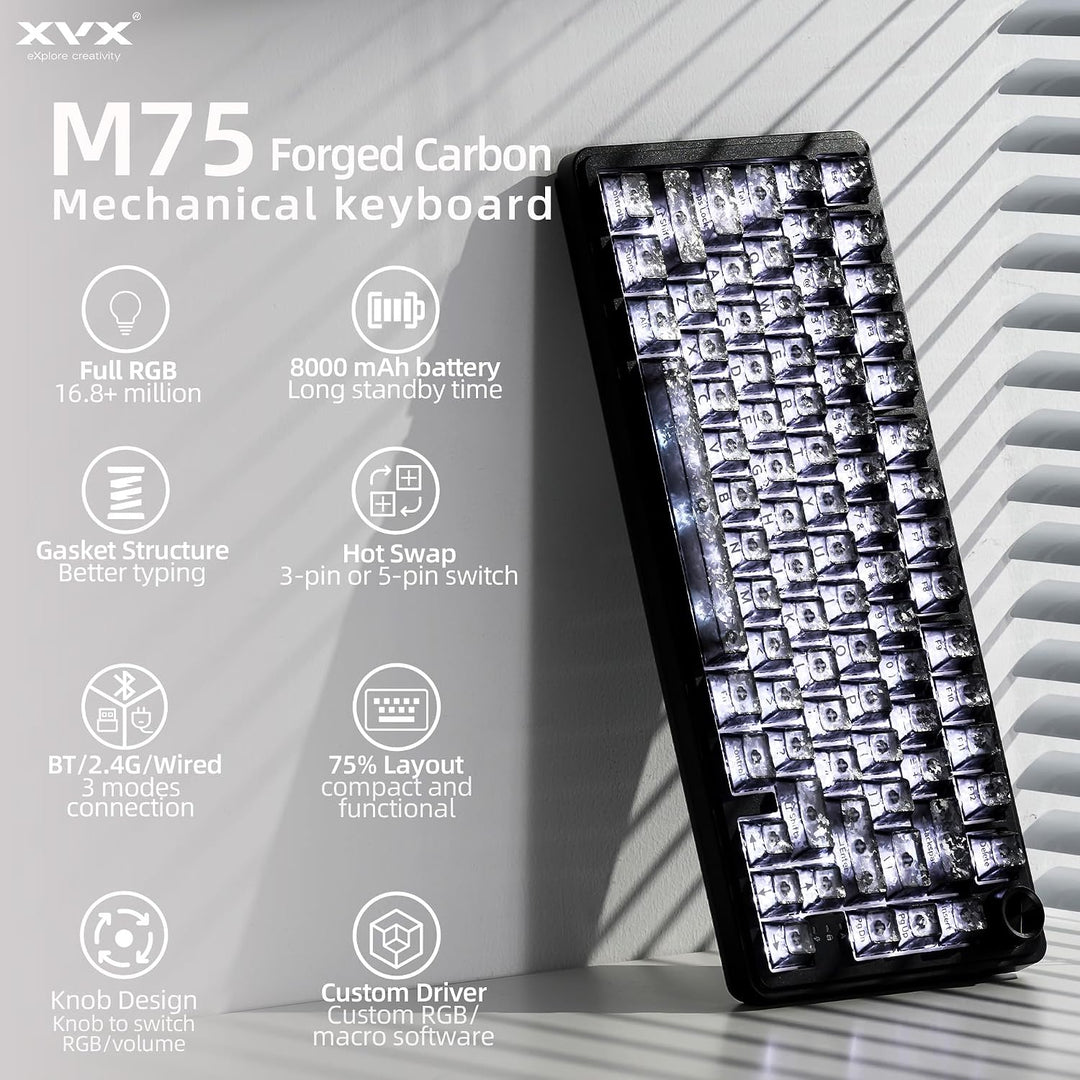 HITIME x XVX M75 75% Teclado mecánico inalámbrico para juegos, BT5....