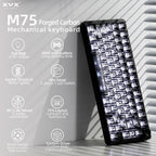 HITIME XVX M75 - Teclado mecánico inalámbrico 75% para juegos, Carbono forjado negro