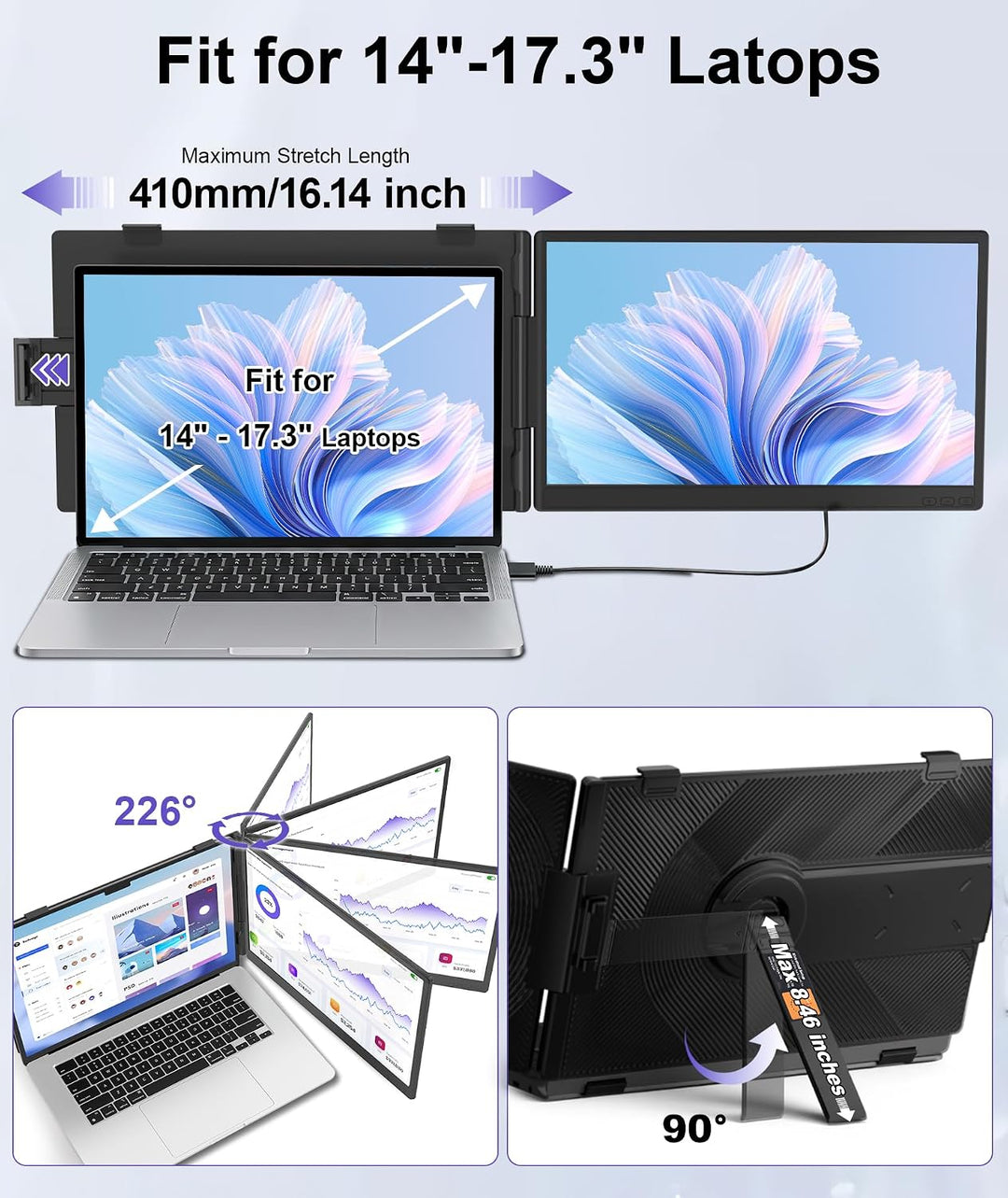 Extensor de pantalla para portátil de 1.87 libras, ultraportátil y...