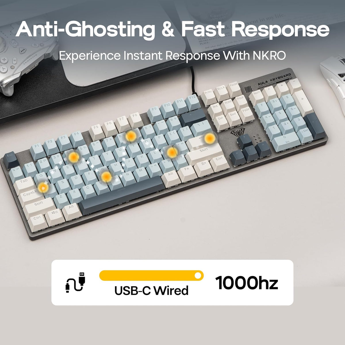 MechLands Aula S500 Teclado para juegos con cable, teclado mecánico...