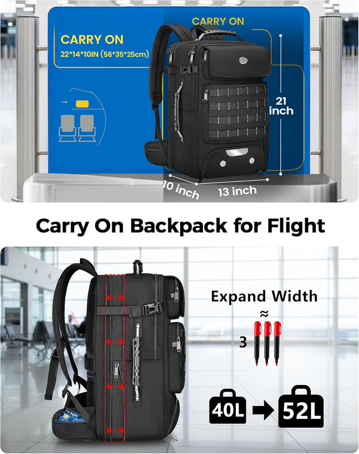 MATEIN Mochila de viaje expandible con compartimento para zapatos,...