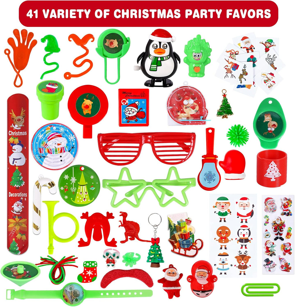 200 piezas de surtido de juguetes de recuerdos de fiesta de Navidad para niños, rellenos de calcetines, regalos de fiesta de cumpleaños, premios de carnaval, rellenos de bolsas de regalo, rellenos de