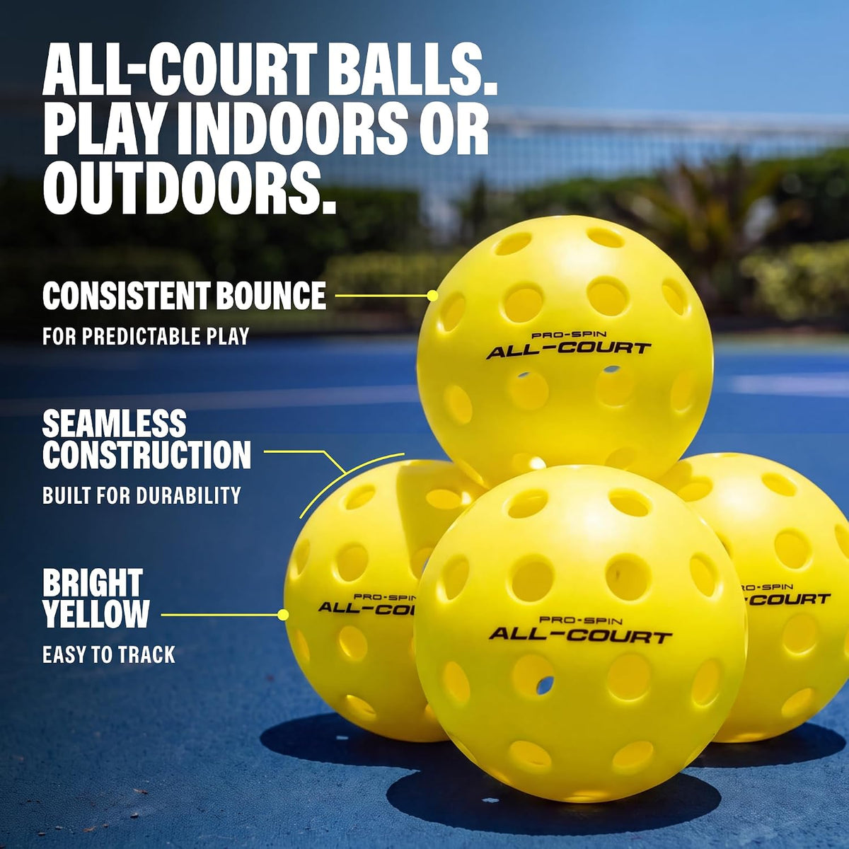 PRO-SPIN BOOST Paletas de Pickleball (Set de 2 o 4) con Pelotas para Todas las Superficies y Bolsa