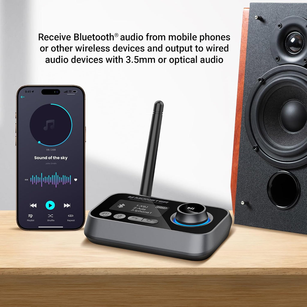 Transmisor y receptor Bluetooth Monster, adaptador de audio 2 en 1, 0.1 in