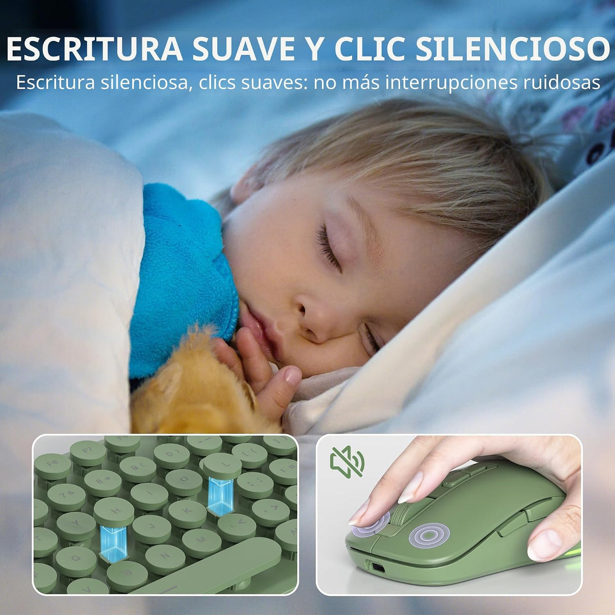 Vumilstek Teclado y mouse inalámbricos retroiluminados, máquina de...