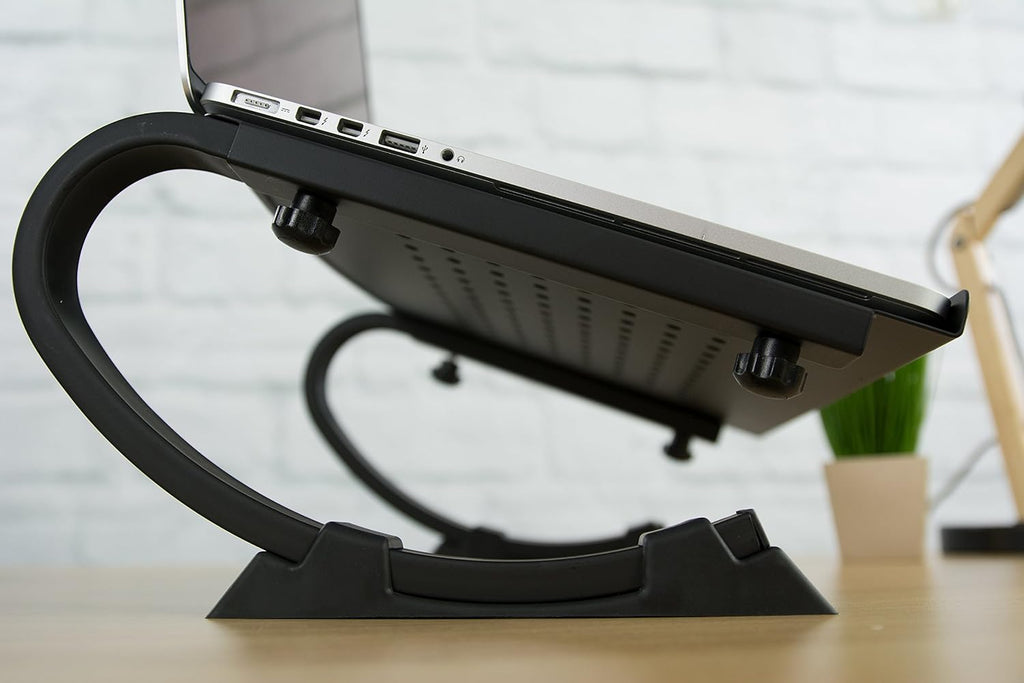 VIVO Soporte elevador curvado completamente ajustable negro para portátil, portátil y monitor STAND-V001N