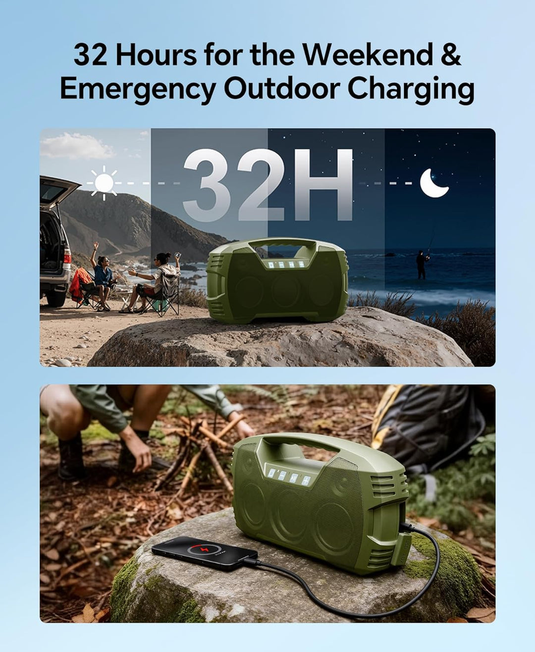 Altavoz Bluetooth para exteriores resistente al agua IPX7, inalámbr...