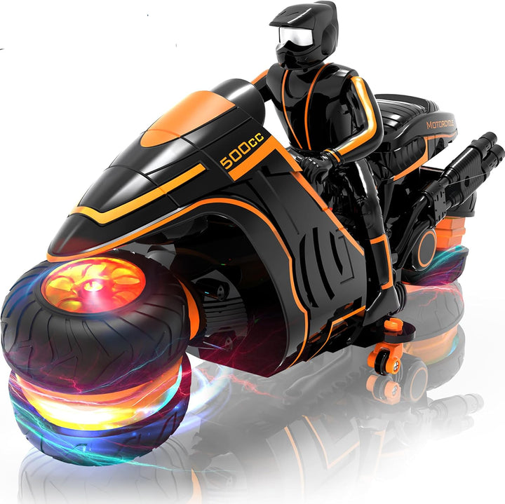 iappadore Motocicleta de control remoto con luces RGB y deslizamien...