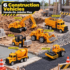 Juego de juguetes de transporte de camiones de construcción con 6