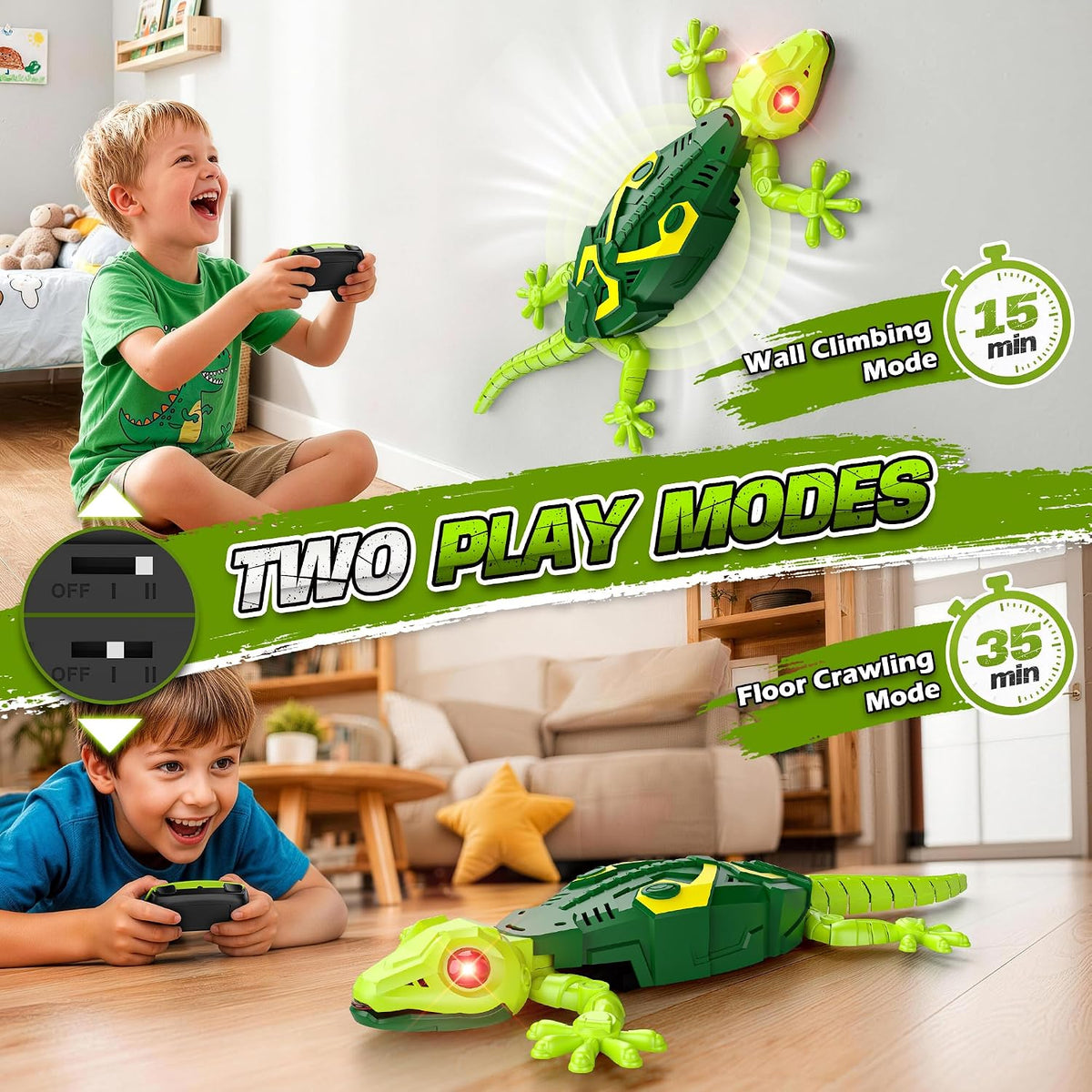 Rcfunkid RC Wall Crawler Gecko Escalada Gecko Juguete 360° Giratorio