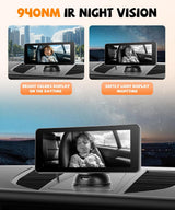 Orderich Monitor de auto de doble propósito y cámara de marcha atrá...