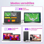 Upperizon Monitor portátil de 15.6 pulgadas FHD 87% sRGB 60Hz IPS HDR HDMI USB-C Monitor de viaje para laptop, MacBook, PC, Surface PS5 Xbox, pantalla externa con soporte y altavoces, compatible con VESA