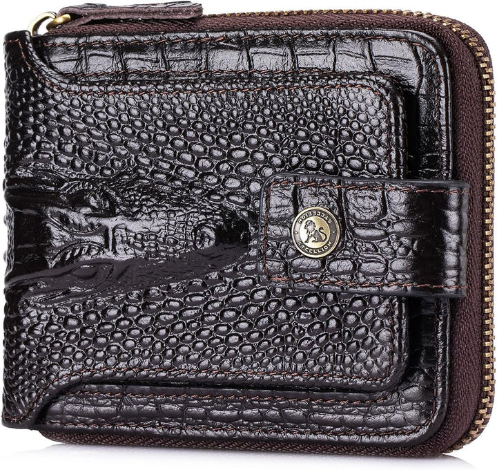 Cartera de cuero genuino con patrón de cocodrilo Steel Lion para ho...
