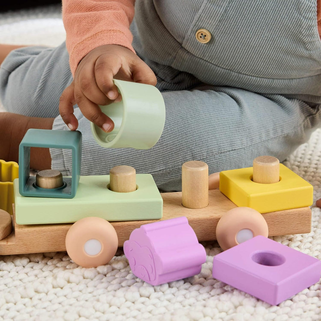 Fisher-Price Tren apilable de juguete de madera para bebé