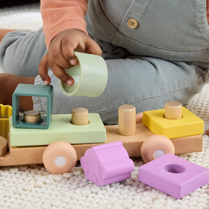 Fisher-Price Tren apilable de juguete de madera para bebé
