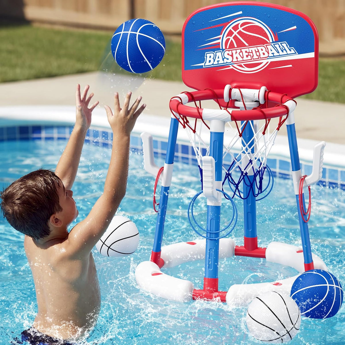 Juego de aro de baloncesto y lanzamiento de anillos 2 en 1, juguetes flotantes de piscina para niños