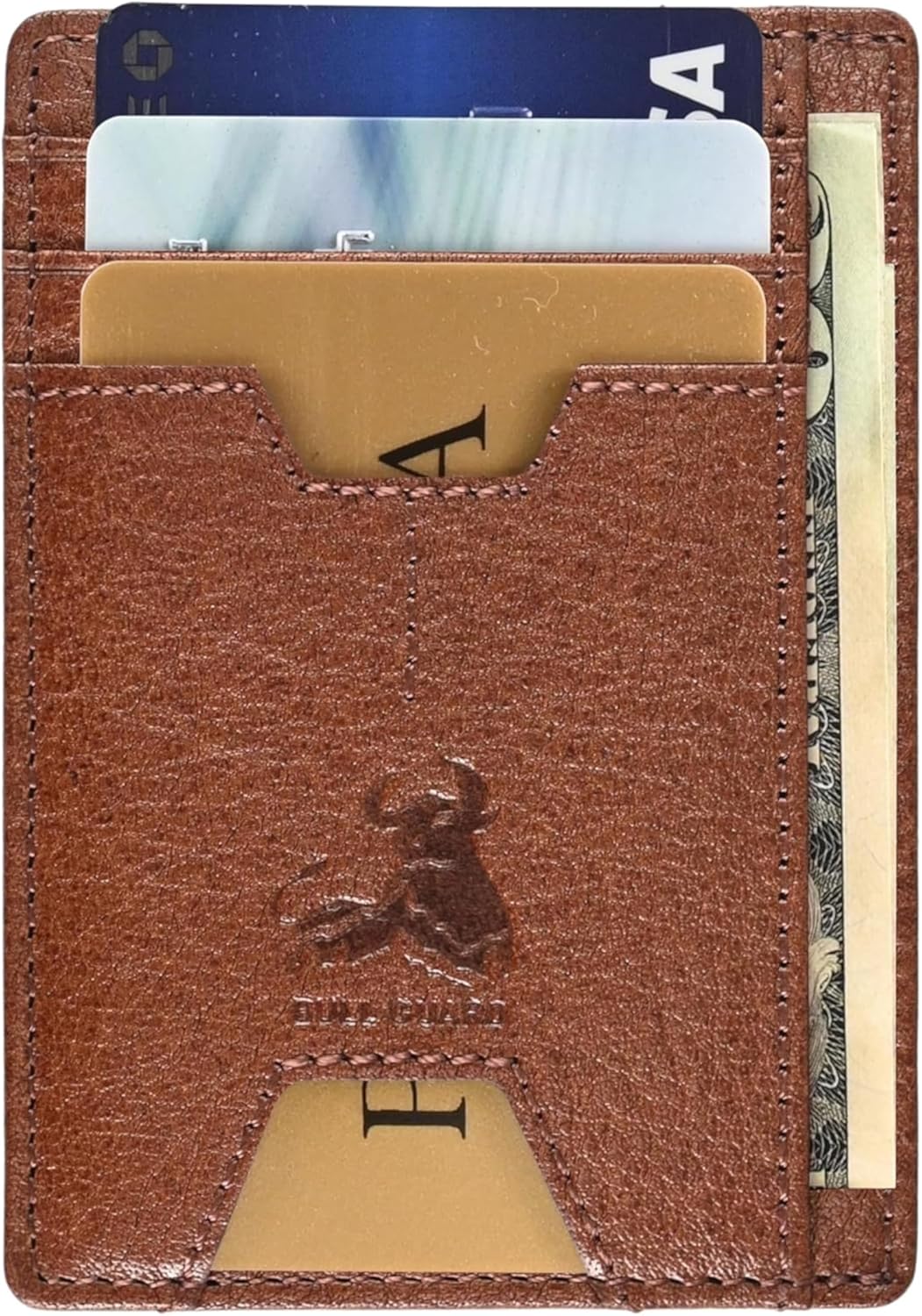 BULL GUARD Cartera delgada de piel con bloqueo RFID para hombre con...