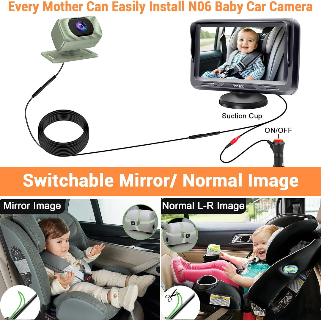 Rohent Cámara para Asiento de Coche con Enfoque Trasero para Bebé -...