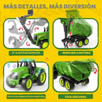 Juego de juguete de tractor de granja RC con cargador, remolque y