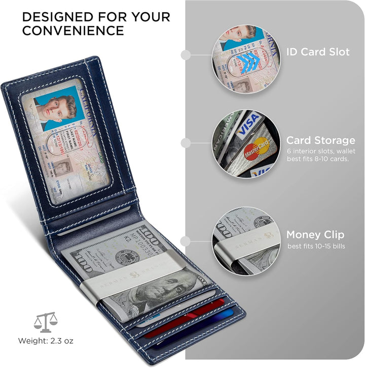 SERMAN BRANDS Billetera con clip de dinero para hombre. Carteras de...