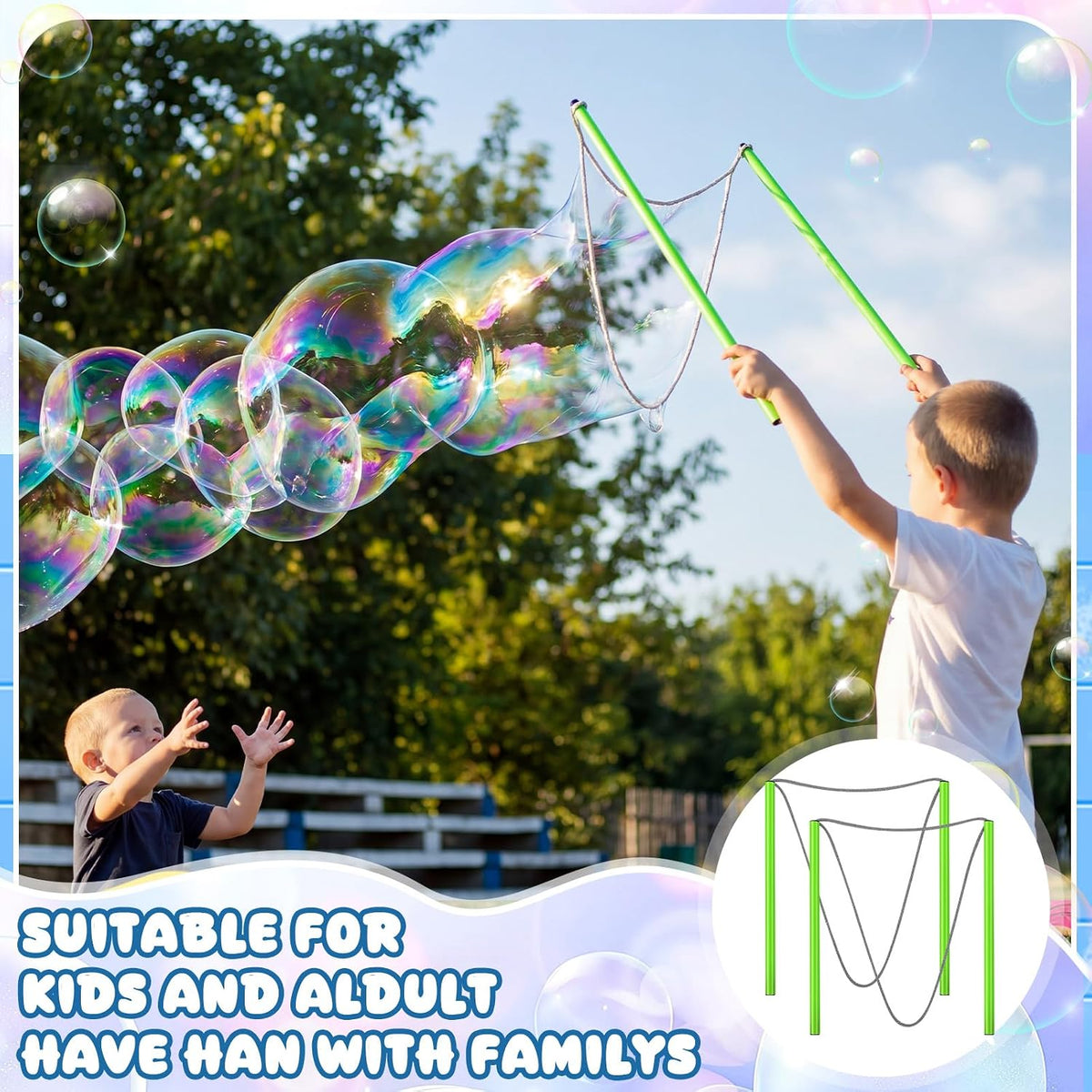 FairySandy 8 varitas de burbujas gigantes para niños, verdes, elegantes