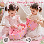 OUOZZZ Baby Doll Accessories con Soft Doll, Bassinet, Blanket y Bottle