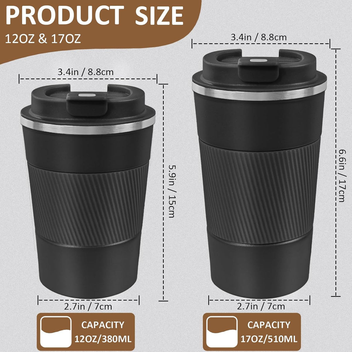 Paquete de 4 tazas de café aisladas con tapa, vaso de café de viaje de 17 onzas, tazas de café reutilizables de acero inoxidable, taza de café térmica para bebidas frías y calientes, multicolor