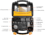 Amazon Basics Drill & Driver - Juego de brocas de acero aleado para metal, madera, plástico, mampostería, con estuche de almacenamiento, 100 piezas