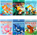 6 PCS Libros de Calcomanías para Pintar por Números para Niños y Niñas de 4-8 Años Animales del Océano Vehículos Postres Sirenas Insectos Calcomanías Artículos para Fiestas Carretera Avión Libro de