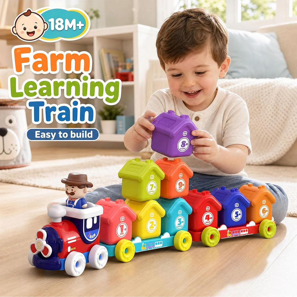 Montessori Toys - Juego de tren de granja, juguetes de aprendizaje