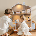 ROBUD Casa de Muñecas, Casa de Muñecas de Madera con 6 Habitaciones, 29 Piezas de Accesorios Realistas, Juego de Casa de Muñecas para Muñecas de 4-6 Pulgadas, Regalos para Niños y Pequeños, Estilo