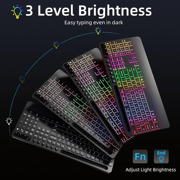 Hamile Combo de Teclado y Ratón Inalámbrico: Efectos de Retroilumin...
