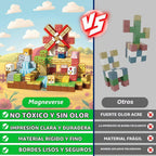 150 bloques magnéticos, bloques de construcción magnéticos de animales de granja, cubos magnéticos apilables para niños, juguete de construcción magnético para niños y niñas, juguete sensorial STEM Montessori para edades de 3 a 12 años, regalo de cumpleañ