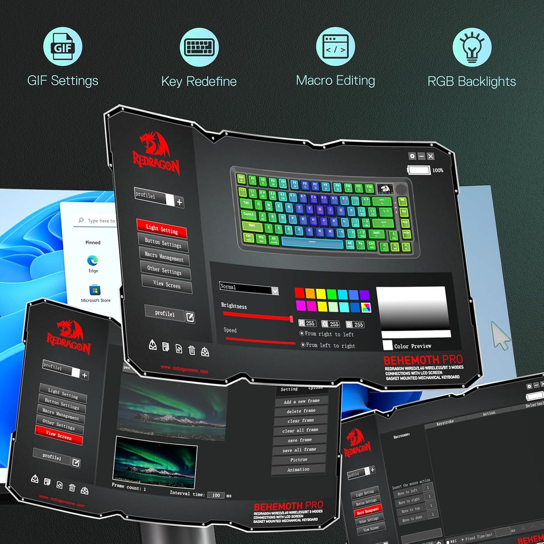 Redragon K724 PRO Teclado inalámbrico para juegos con junta con pan...