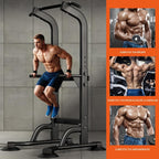 SogesPower Power Tower Estación de Fondos Barra de Dominadas para Gimnasio en Casa con Altura Ajustable Equipo de Entrenamiento de Fuerza, Estación de Barra de Dominadas