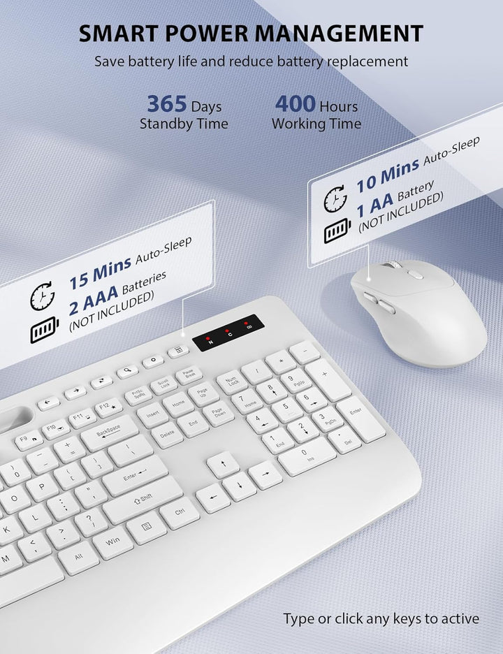 Combo de teclado y mouse inalámbricos, teclado ergonómico de tamaño...
