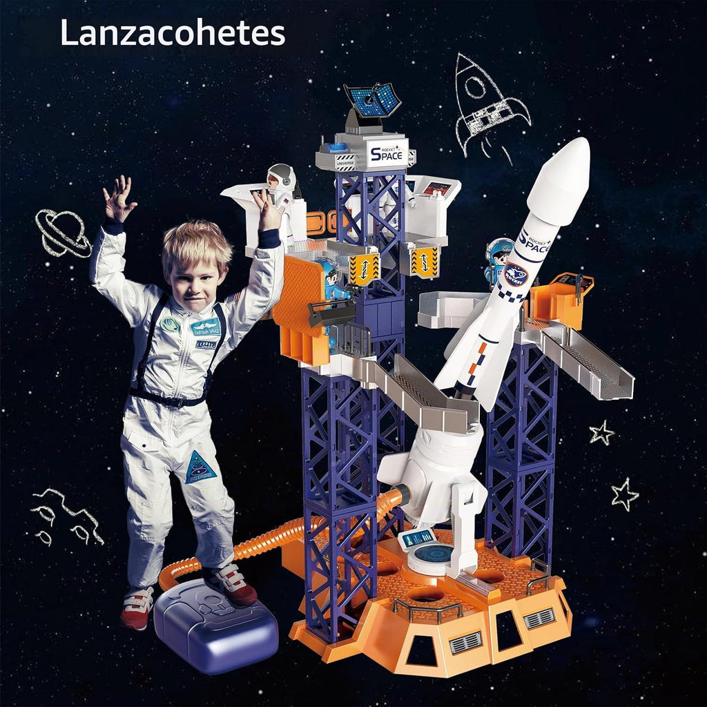 Doloowee Lanzador de cohetes espaciales 2 en 1, juguete STEM con proyector