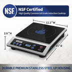 ChangBERT Estufa de Inducción, Cocina Portátil de Grado Comercial, Bobina de Calentamiento Grande de 8”, Quemador de Encimera de Acero Inoxidable Premium con Certificación NSF, Temporizador de 10 Horas Placa Caliente Profesional de 1800W