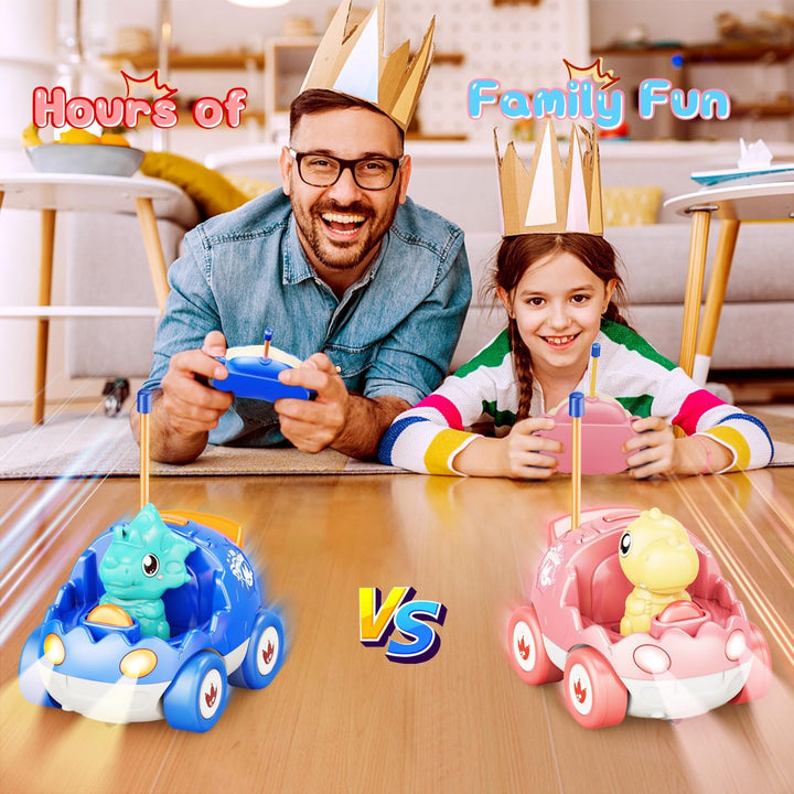 Kidz do Paquete de 2 Coches de Control Remoto de Dinosaurio Rosa, R...