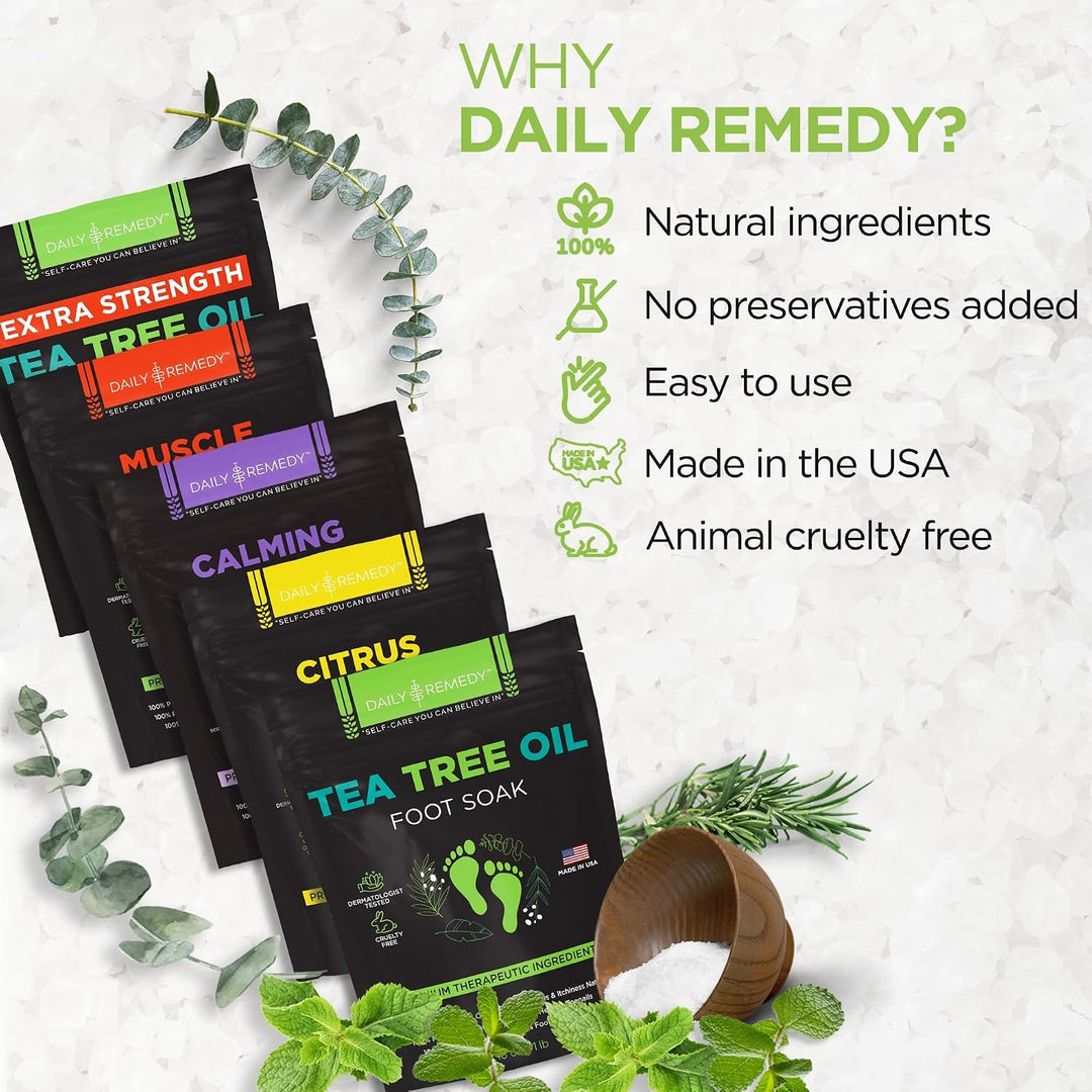 DAILY REMEDY Sales de remojo para pies, paquete variado de 4 unidad...